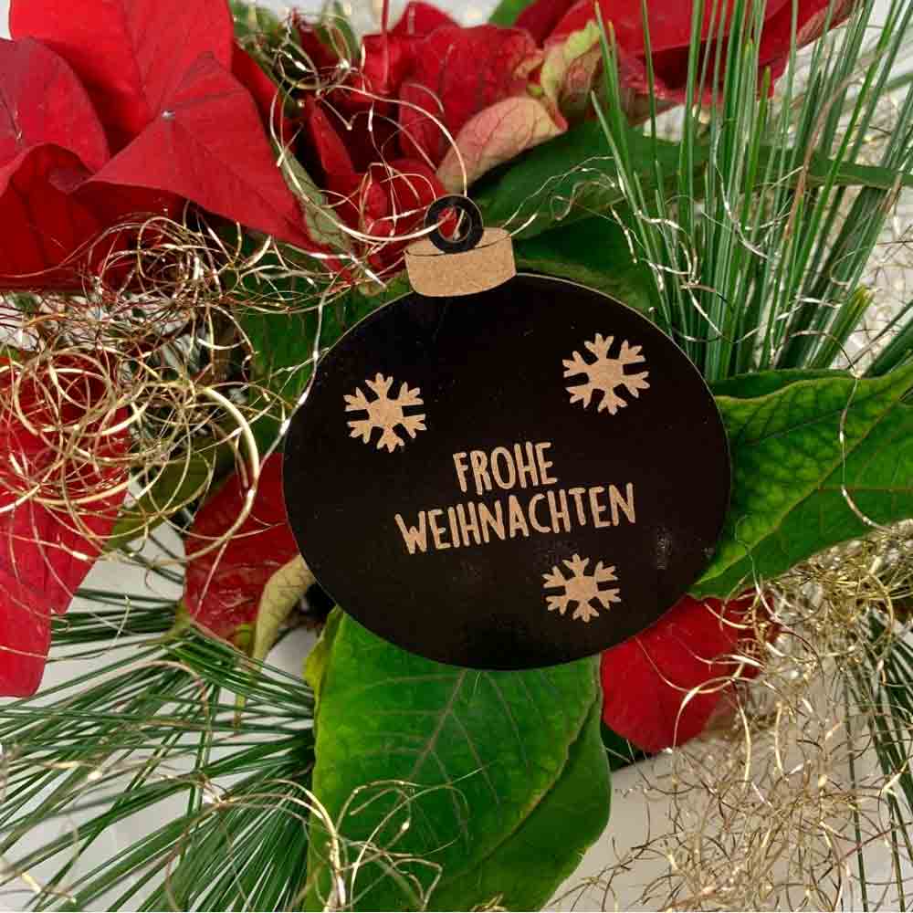 Hang tags | étiquette cartonnée "Joyeux Noël" motif boule de Nöel effet métal