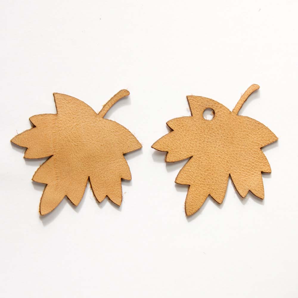 Parure artisanale feuille "automne" en cuir, 5-pièces