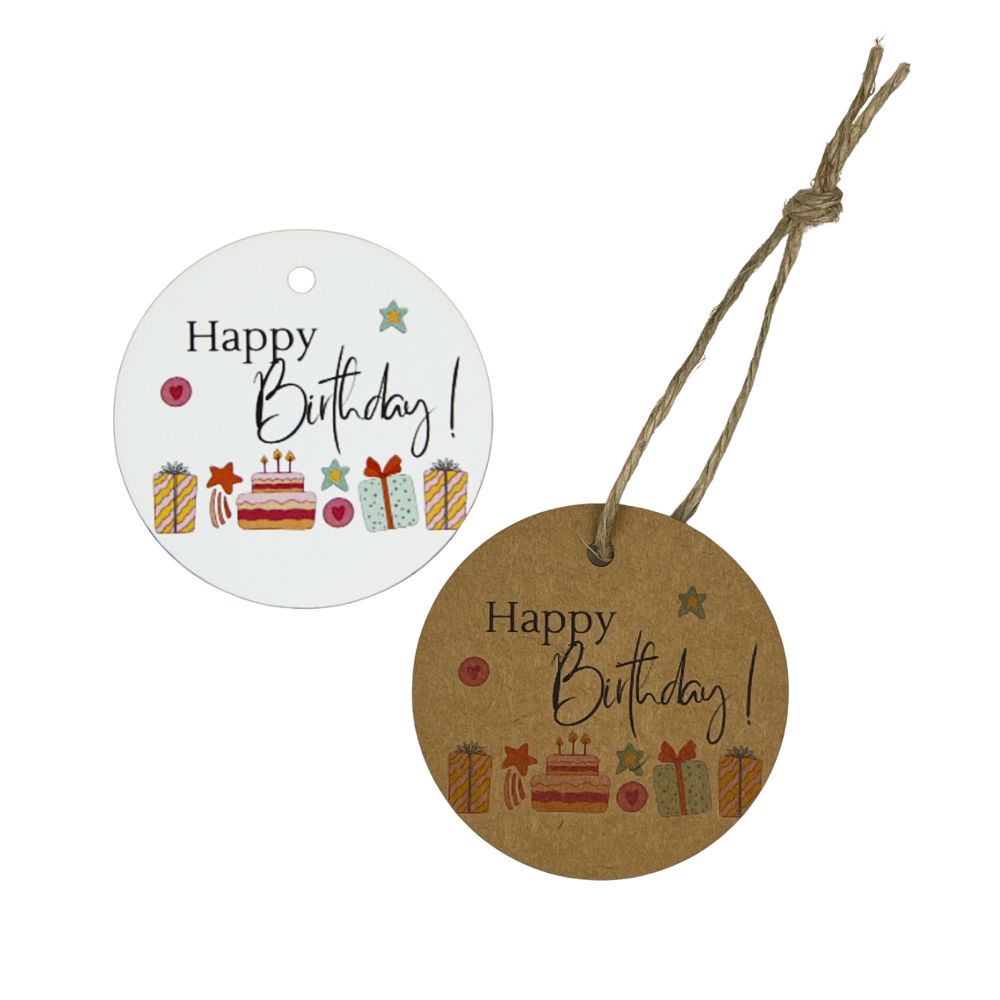 Hangtag aus Kraftpapier mit Design "Happy Birthday!"