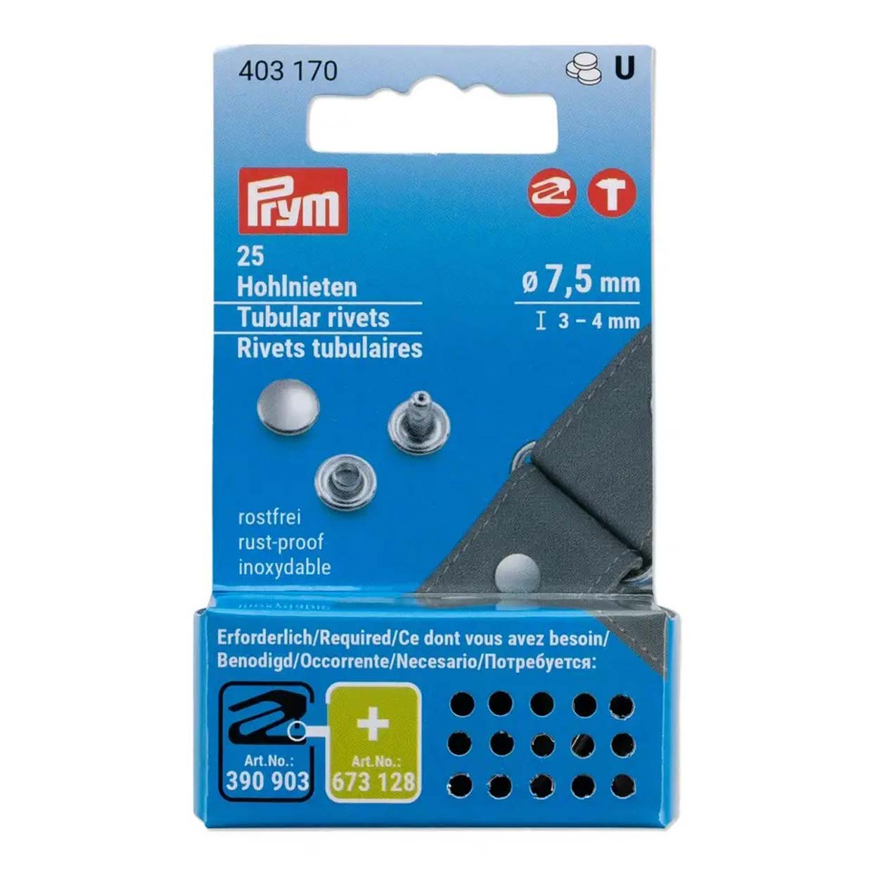 Prym Hohlnieten, 3-4mm, silberfarbig, 25 Stück - 403170 namensbaender