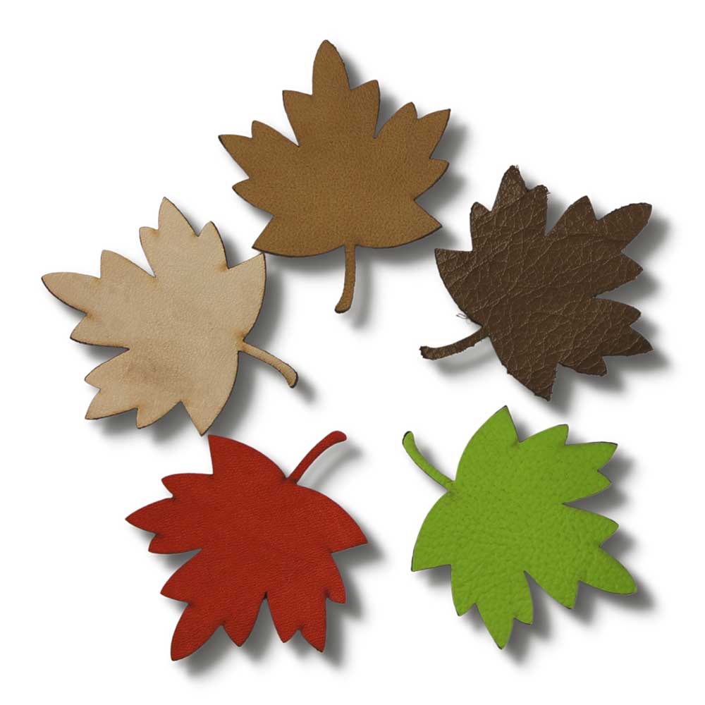 Parure artisanale feuille "automne" en cuir, 5-pièces